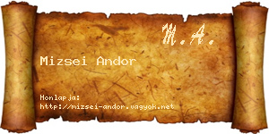Mizsei Andor névjegykártya